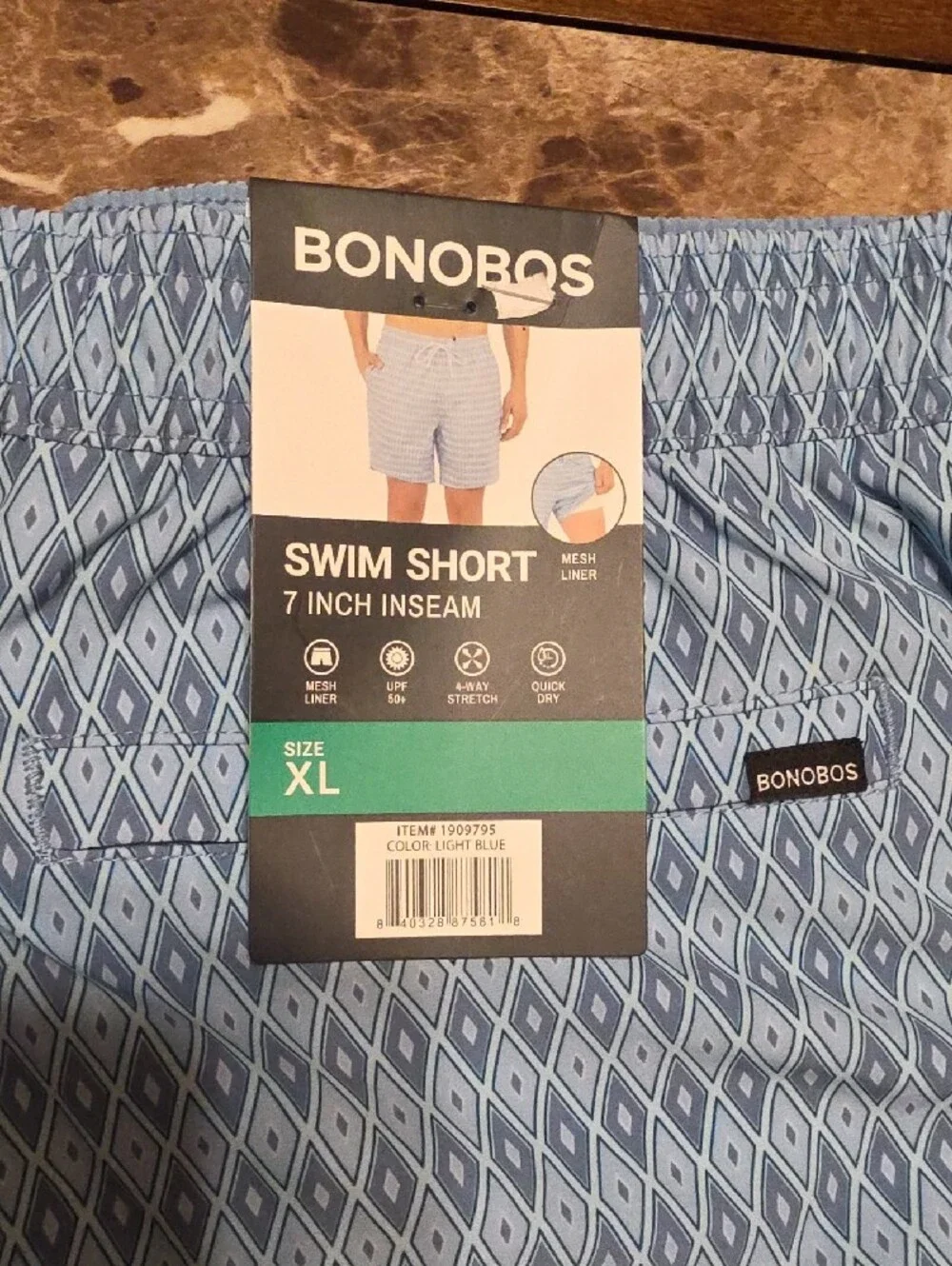 Bonobos Blue Geometric Swim Shorts